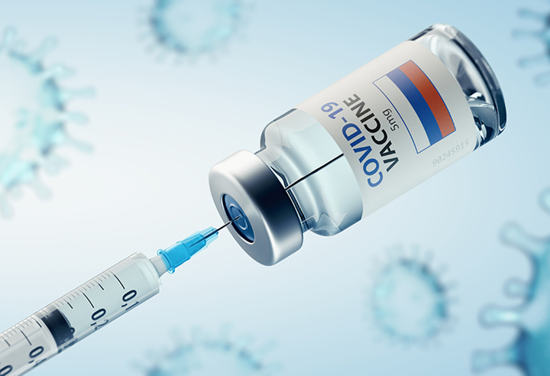 COVID-19-mRNA-Impfstoff – Symbolbild Überempfindlichkeitsreaktionen COVID-19-Impfstoff-Vial mit Spritze – Symbolbild für Überempfindlichkeitsreaktionen auf mRNA-Impfstoffe.